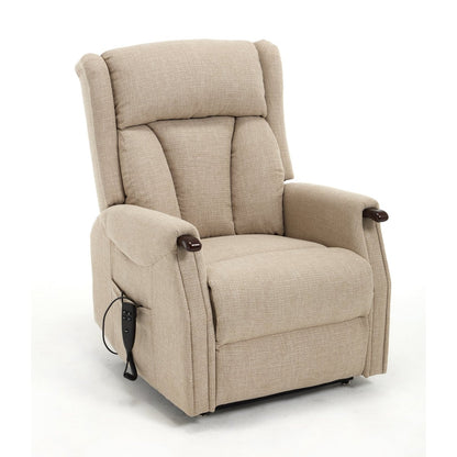 Hartfield Dual Motor Lift & Tilt Recliner – Beige Fabric - Comfort Furniture