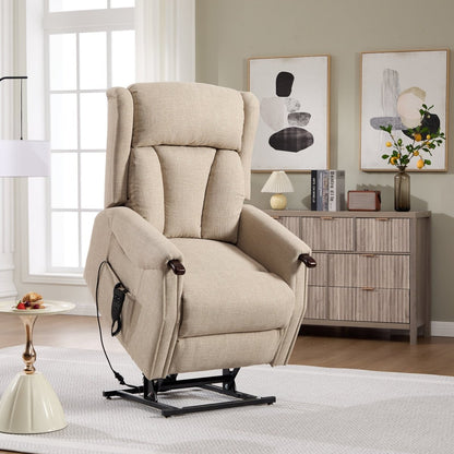 Hartfield Dual Motor Lift & Tilt Recliner – Beige Fabric - Comfort Furniture