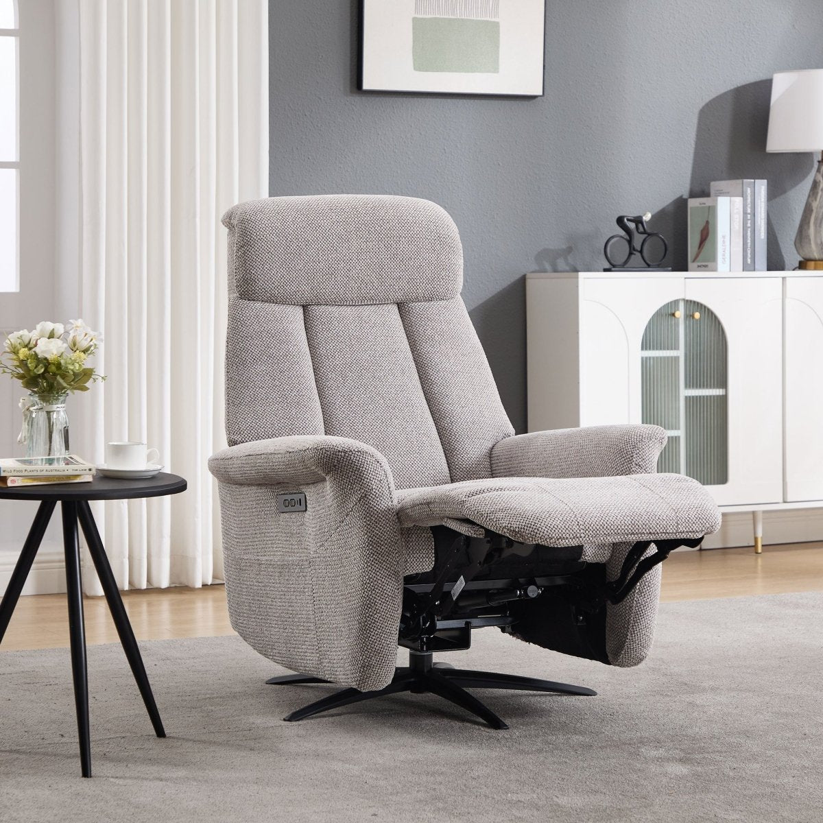Hetty Swivel Recliner – Grey Fabric - Comfort Furniture