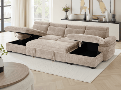 Hudson Sofabed Beige U Shape Corner - Comfort Furniture