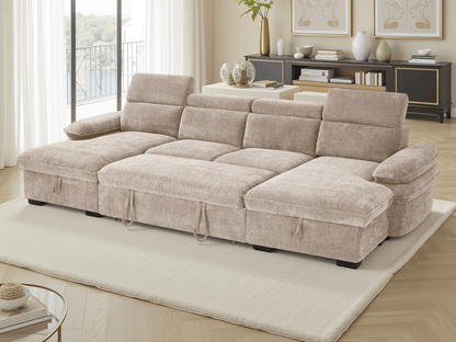 Hudson Sofabed Beige U Shape Corner - Comfort Furniture