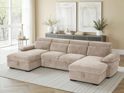 Hudson Sofabed Beige U Shape Corner - Comfort Furniture
