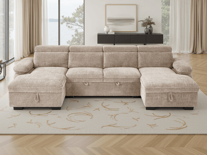 Hudson Sofabed Beige U Shape Corner - Comfort Furniture
