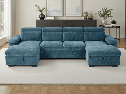 Hudson Sofabed Blue U Shape Corner - Comfort Furniture