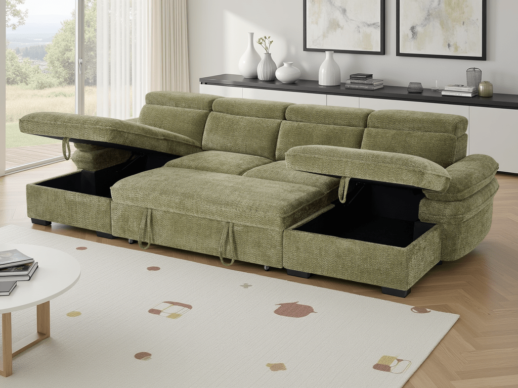 Hudson Sofabed Green U Shape Corner - Comfort Furniture