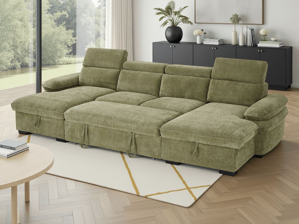 Hudson Sofabed Green U Shape Corner - Comfort Furniture