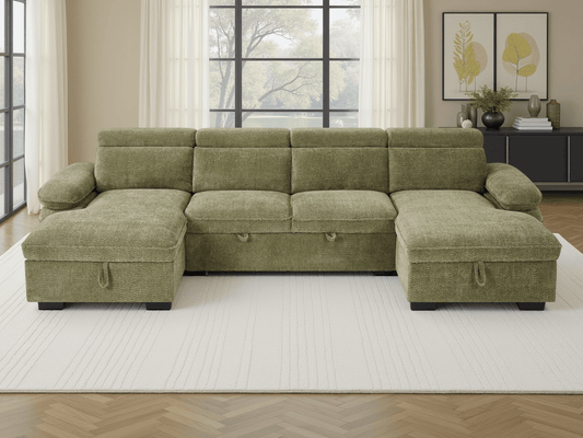 Hudson Sofabed Green U Shape Corner - Comfort Furniture