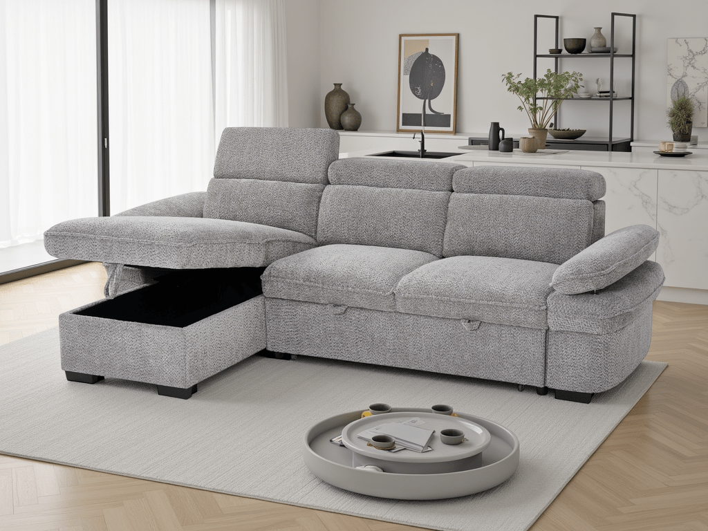 Hudson Sofabed Grey Universal Corner - Comfort Furniture