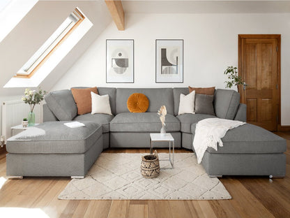 Inga Fullback Sofa Grey U Shape Corner - Comfort Furniture