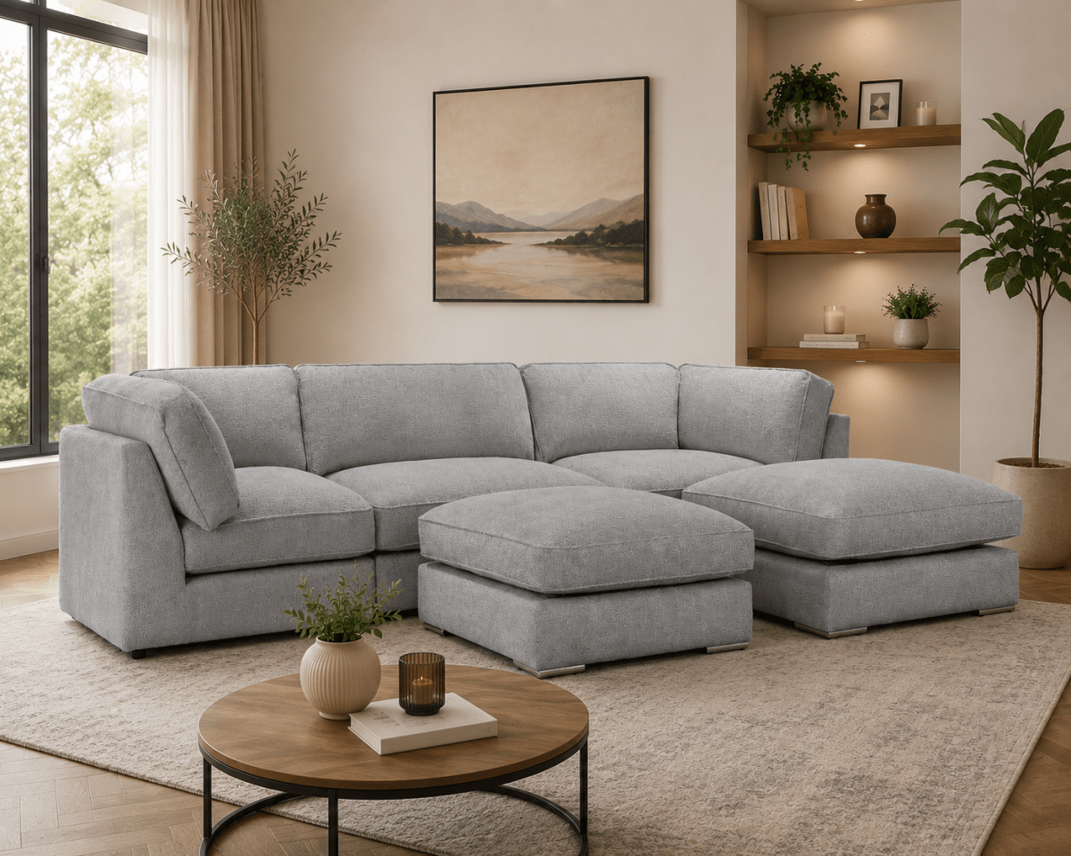 Inga Fullback Sofa Grey U Shape Corner - Comfort Furniture