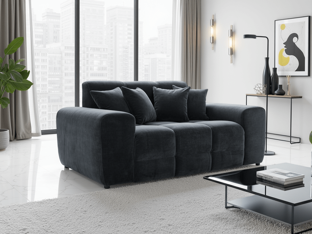 Jacob Sofa Black 2 Seater - Comfort Furniture