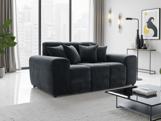 Jacob Sofa Black 2 Seater – Black Fabric 2 Seater Sofa | Comfort Furniture
