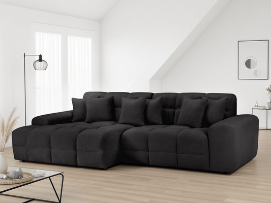 Jacob Sofa Black Left Hand Corner – L-Shape Corner Sofa in Black | Comfort Furniture