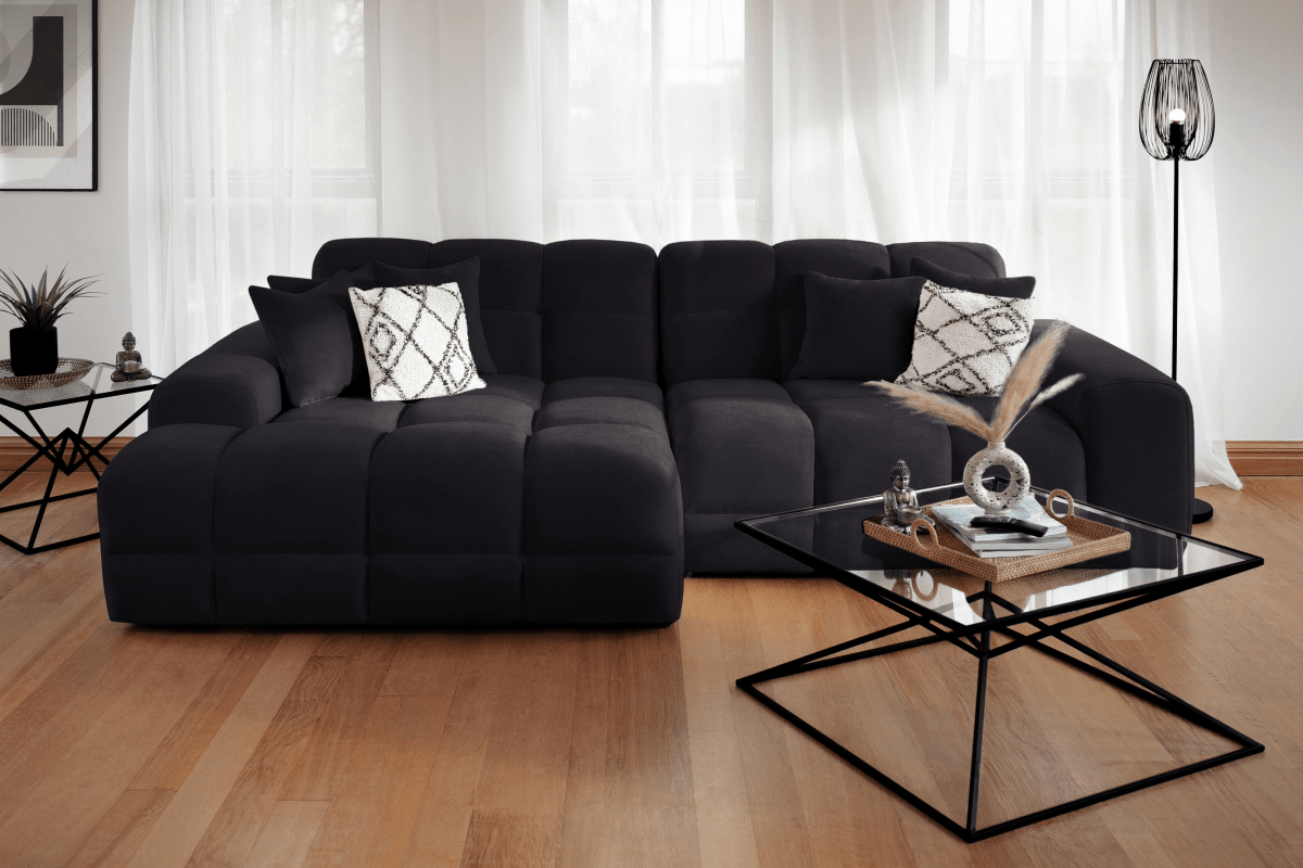 Jacob Sofa Black Left Hand Facing Corner - Comfort Furniture