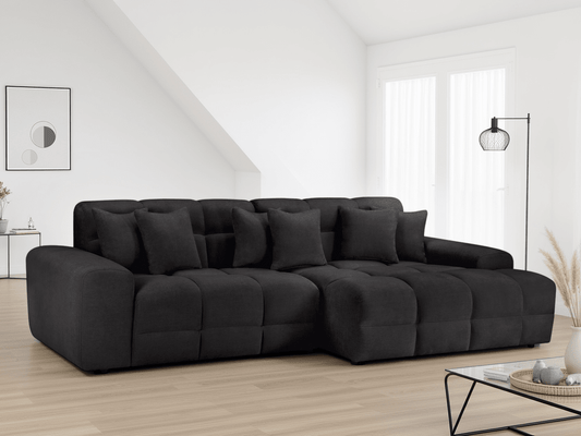 Jacob Sofa Black Right Hand Corner – L-Shape Corner Sofa in Black | Comfort Furniture
