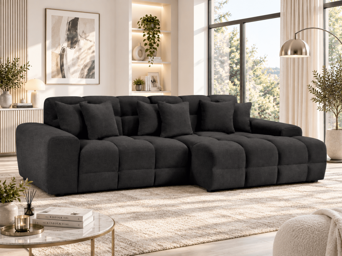 Jacob Sofa Black Right Hand Facing Corner - Comfort Furniture