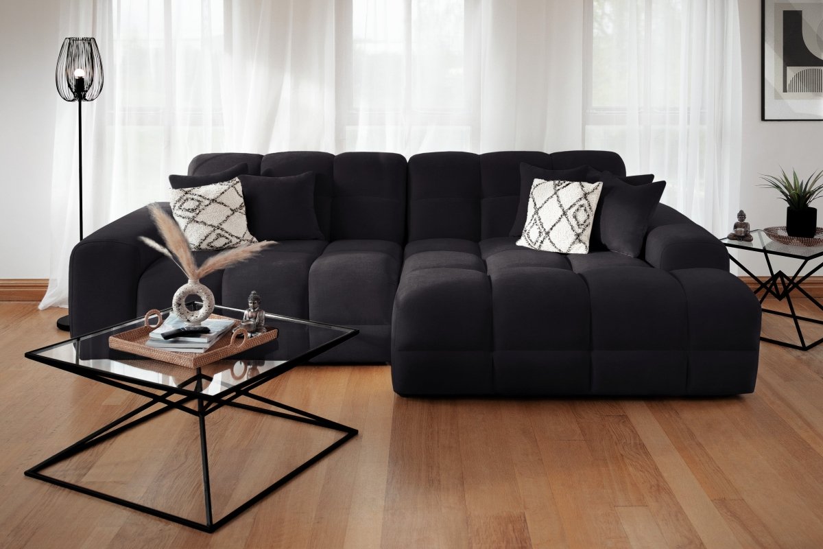 Jacob Sofa Black Right Hand Facing Corner - Comfort Furniture