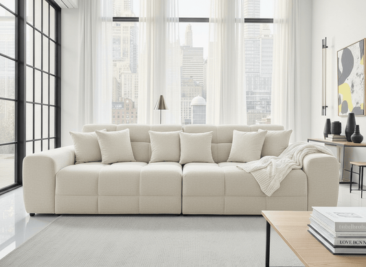 Jacob Sofa Natural 4 Seater – Modular Fabric Sofa in Natural | Comfort Furniture