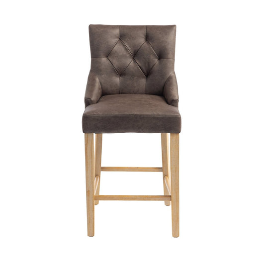 Jenna Bar Stool – Nutmeg PU & Natural Chenille - Comfort Furniture