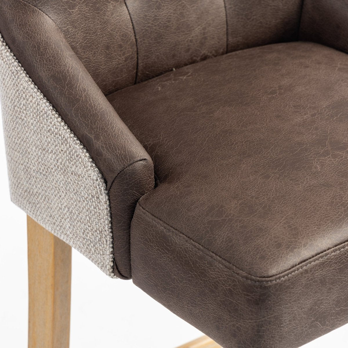 Jenna Bar Stool – Nutmeg PU & Natural Chenille - Comfort Furniture