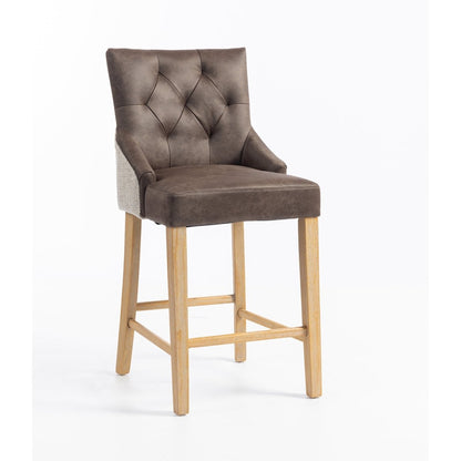 Jenna Bar Stool – Nutmeg PU & Natural Chenille - Comfort Furniture