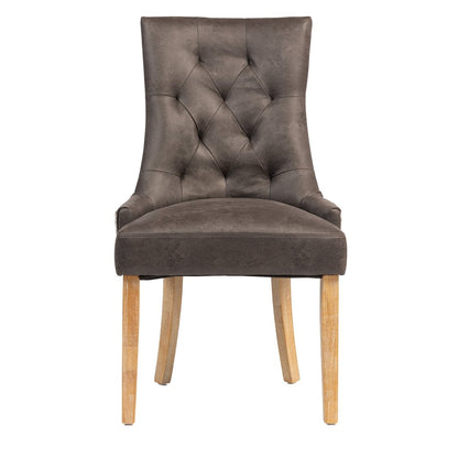 Jenna Dining Chair – Nutmeg PU & Natural Chenille - Comfort Furniture