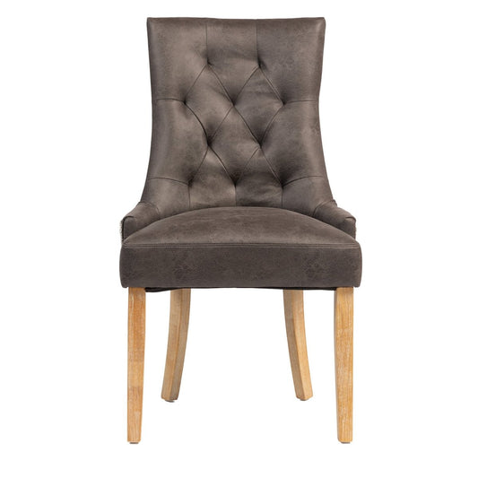 Jenna Dining Chair – Nutmeg PU & Natural Chenille - Comfort Furniture