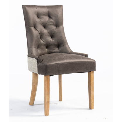 Jenna Dining Chair – Nutmeg PU & Natural Chenille - Comfort Furniture