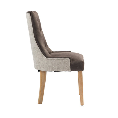 Jenna Dining Chair – Nutmeg PU & Natural Chenille - Comfort Furniture