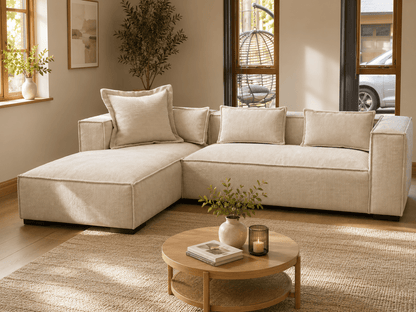 Jumbo Chloe Corner Sofa in Cream Jumbo Cord – L-Shape Corner | Comfort Furniture