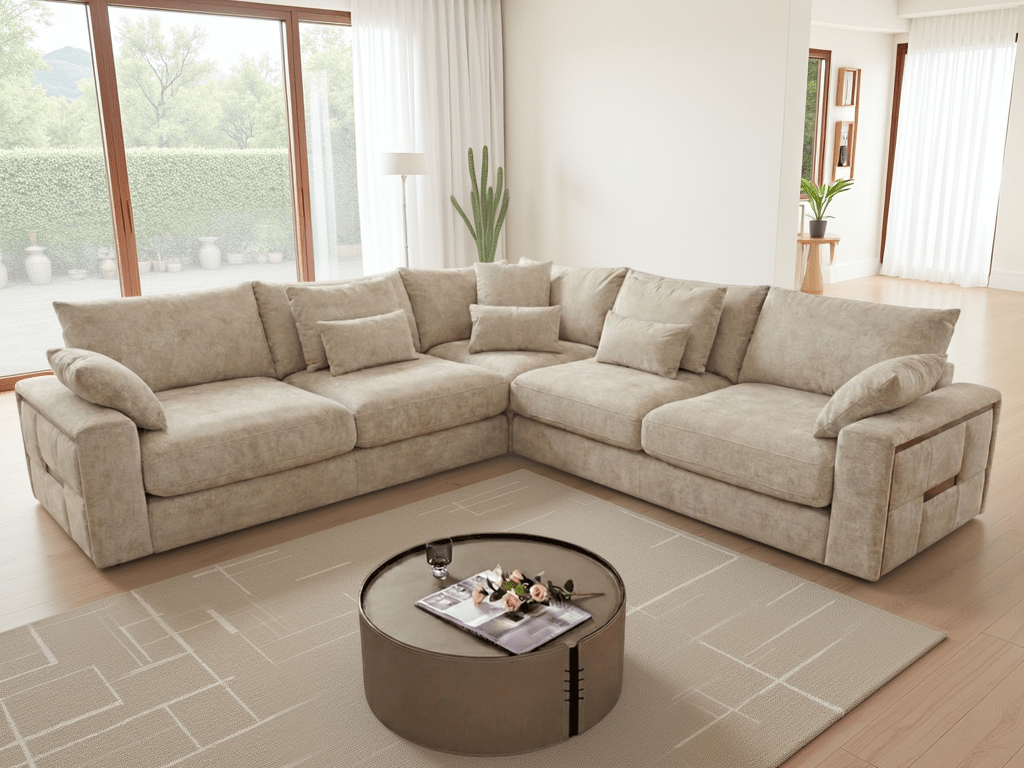 Jupiter Sofa Beige Large Corner - Comfort Furniture