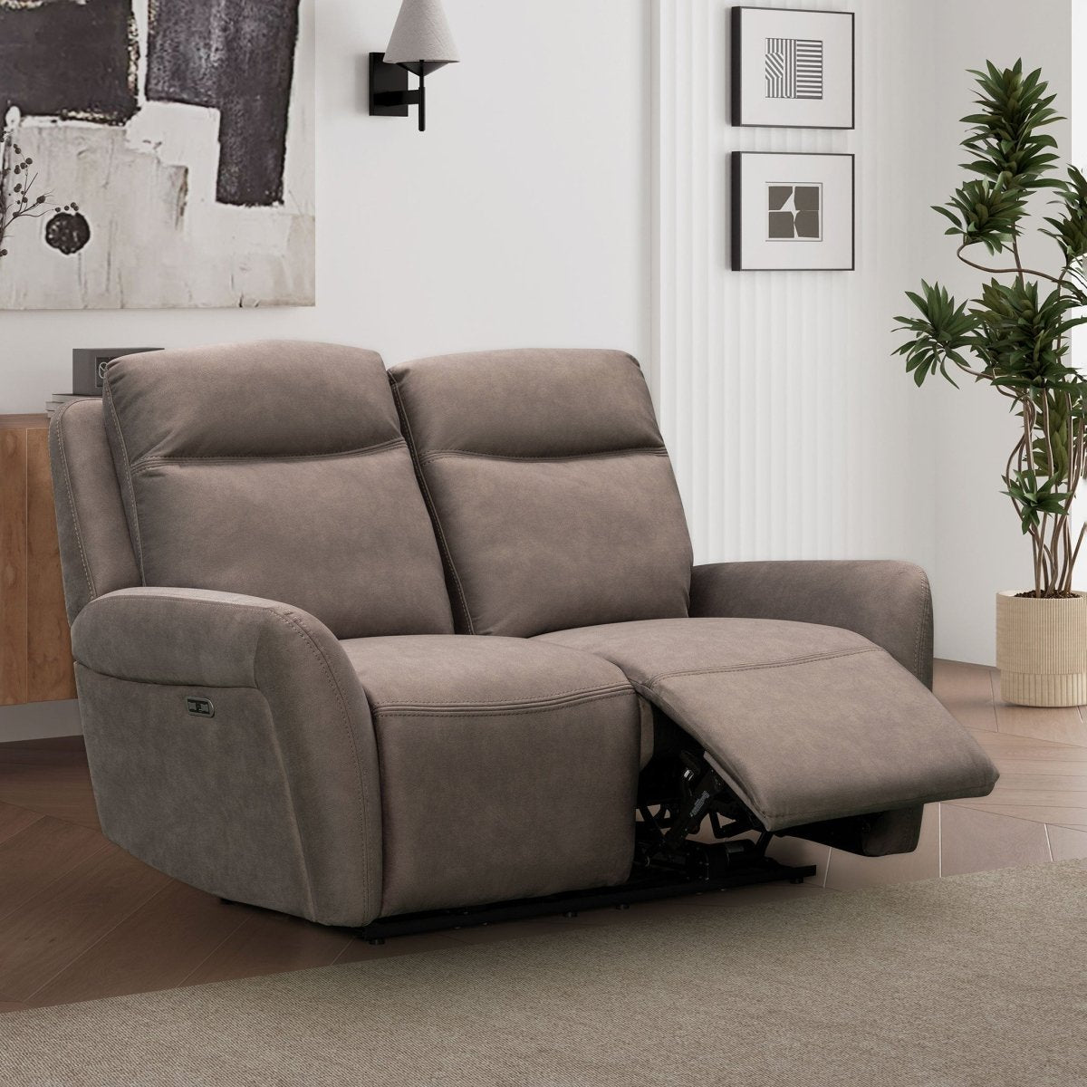 Kilkee 2 Seater Power Recliner Sofa – Mid-Grey Fabric - Comfort Furniture