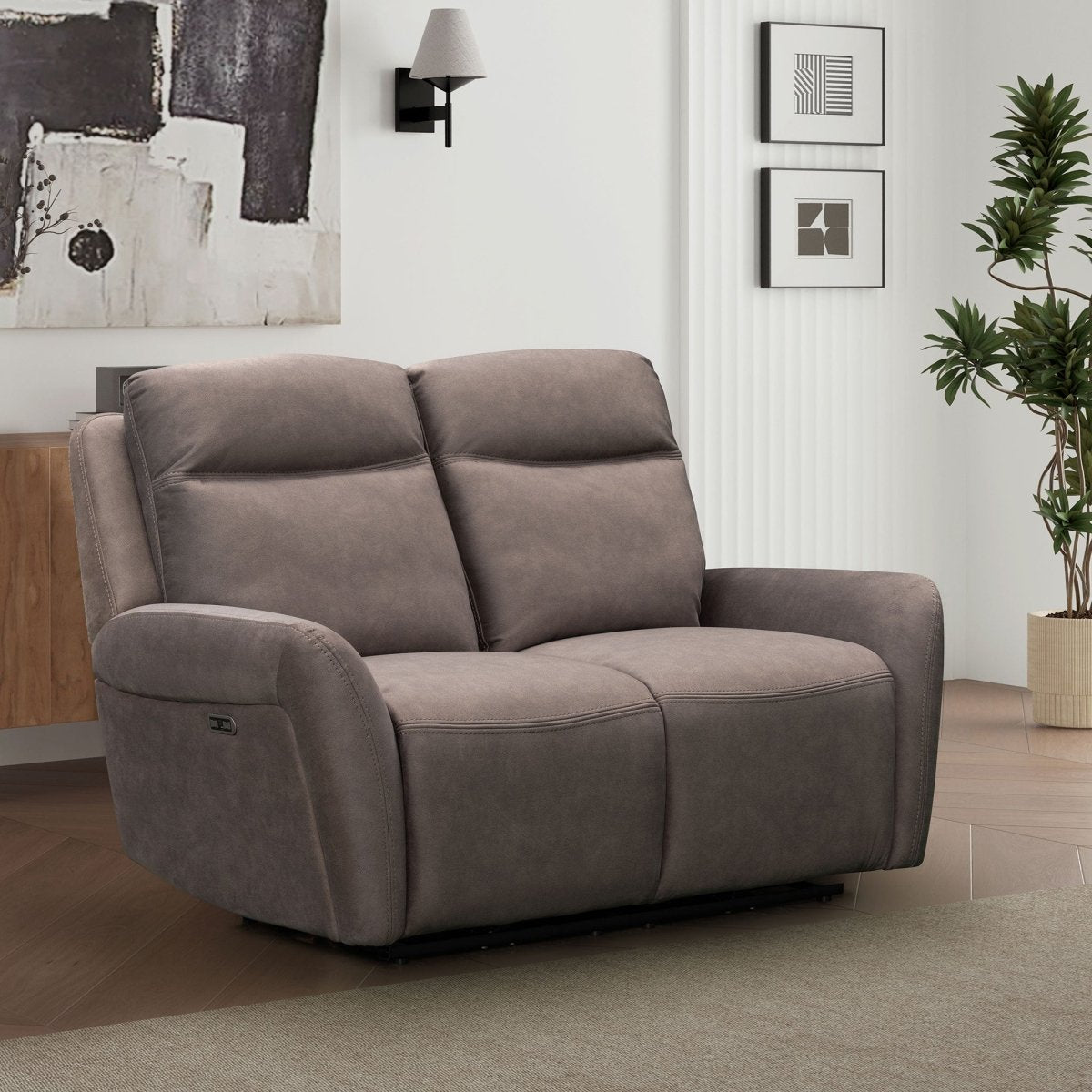 Kilkee 2 Seater Power Recliner Sofa – Mid-Grey Fabric - Comfort Furniture