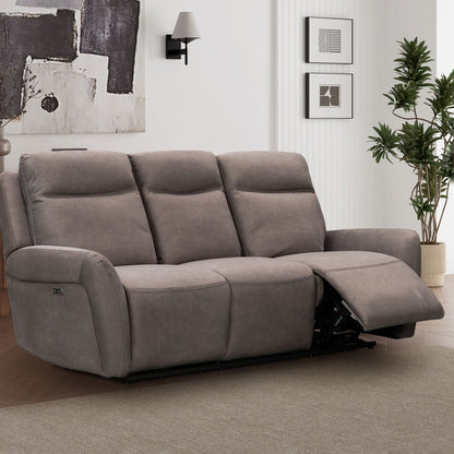 Kilkee 3 Seater Power Recliner Sofa – Mid-Grey Fabric - Comfort Furniture