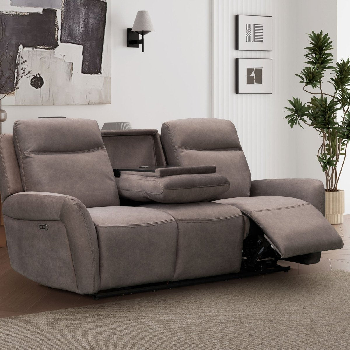 Kilkee 3 Seater Power Recliner Sofa – Mid-Grey Fabric - Comfort Furniture
