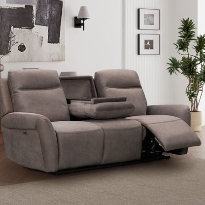 Kilkee 3 Seater Power Recliner Sofa – Mid-Grey Fabric - Comfort Furniture