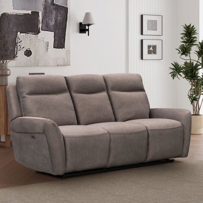 Kilkee 3 Seater Power Recliner Sofa – Mid-Grey Fabric - Comfort Furniture