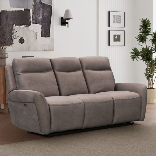 Kilkee 3 Seater Power Recliner Sofa – Mid-Grey Fabric - Comfort Furniture