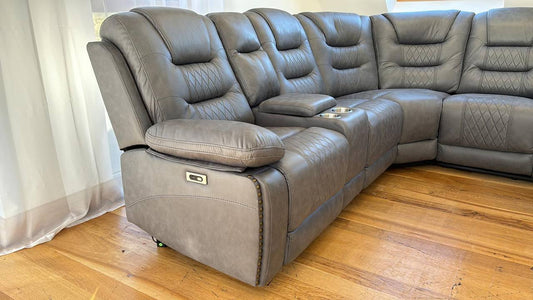 Lancaster Leather Corner Sofa Electric Recliner - Comfort Furniture