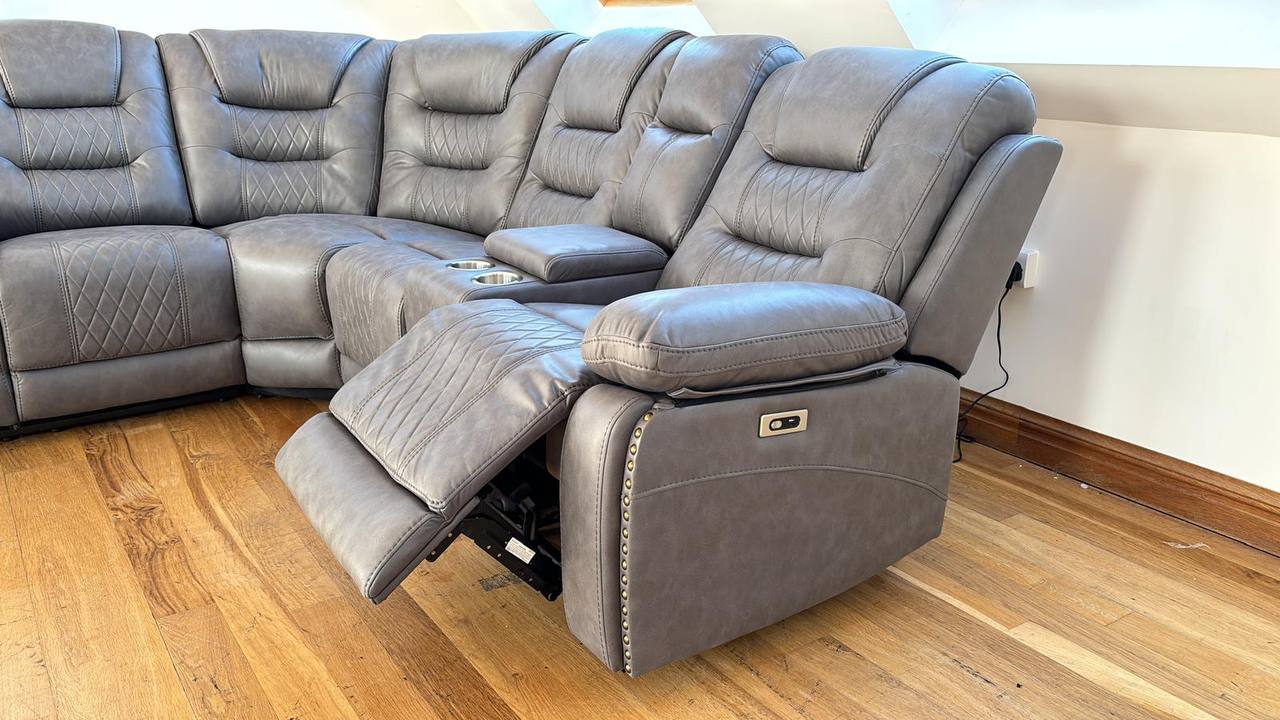 Lancaster Leather Corner Sofa Electric Recliner - Comfort Furniture