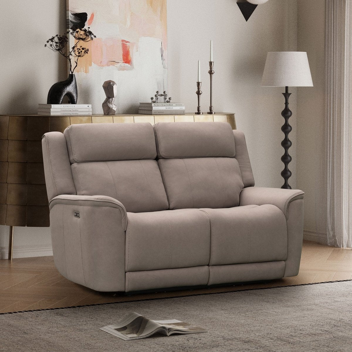 Langford 2 Seater Power Recliner Sofa – Light Grey Fabric - Comfort Furniture