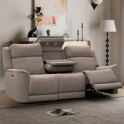 Langford 3 Seater Power Recliner Sofa – Light Grey Fabric - Comfort Furniture