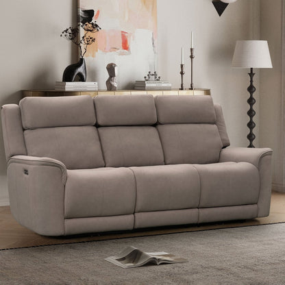 Langford 3 Seater Power Recliner Sofa – Light Grey Fabric - Comfort Furniture
