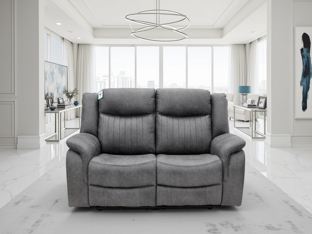 Leon Electric Recliner Sofa Grey 2 Seater - Comfort Furniture