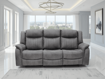 Leon Electric Recliner Sofa Grey 3 Seater - Comfort Furniture
