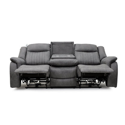 Leon Electric Recliner Sofa Grey 3 Seater - Comfort Furniture