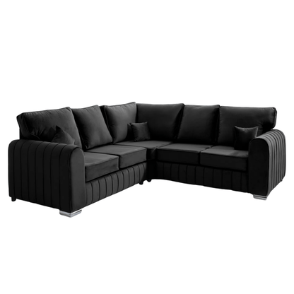 Lilly Corner Sofa Black – Fullback L-Shape Sofa | Comfort Furniture