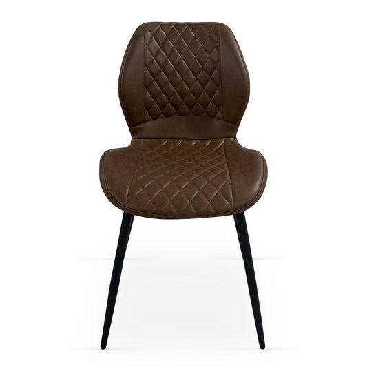 Lily Dining Chairs – Brown PU (Set of 4) - Comfort Furniture