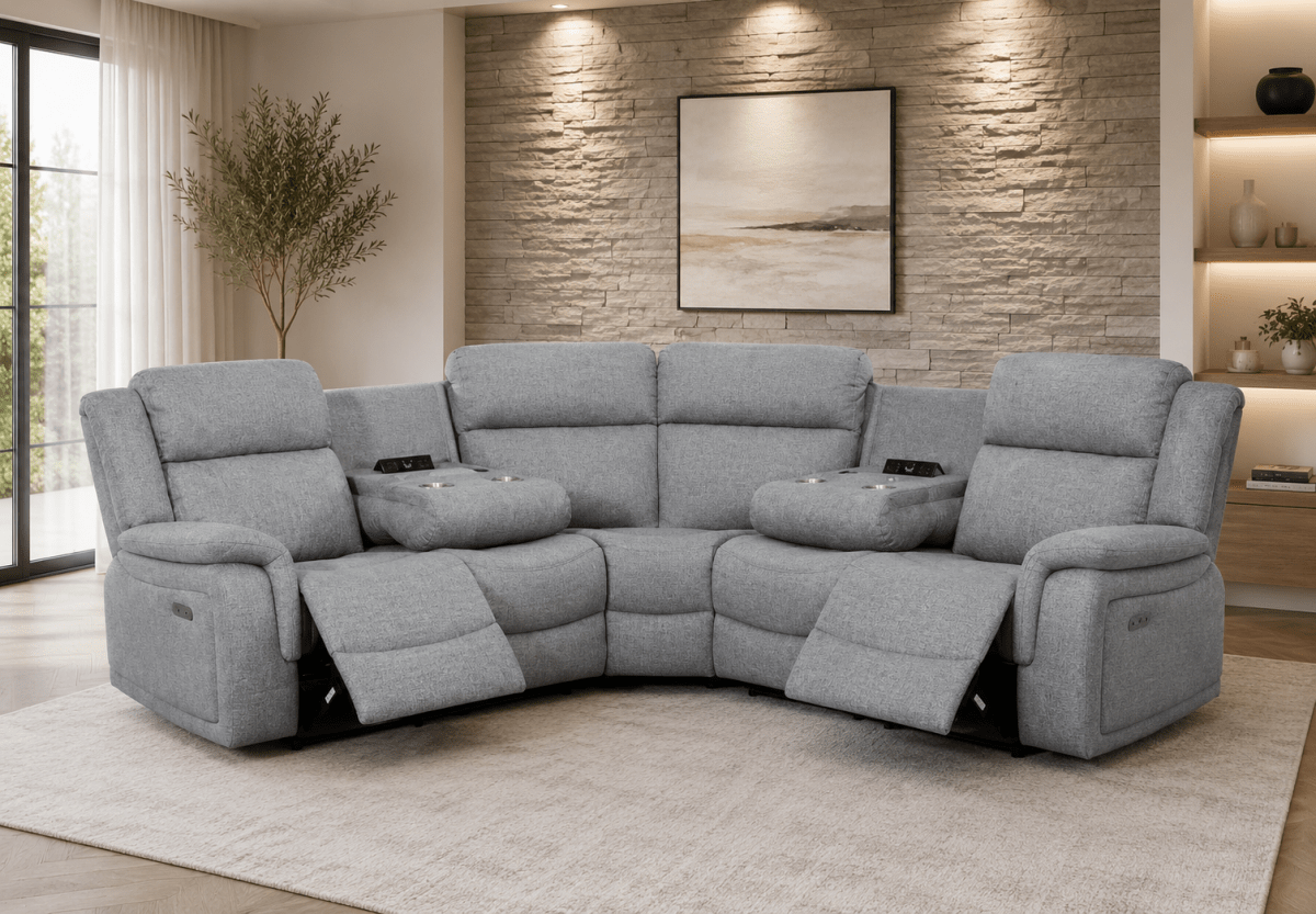 Linden Electric Recliner Corner Sofa – Power Recliner L-Shape | Comfort Furniture