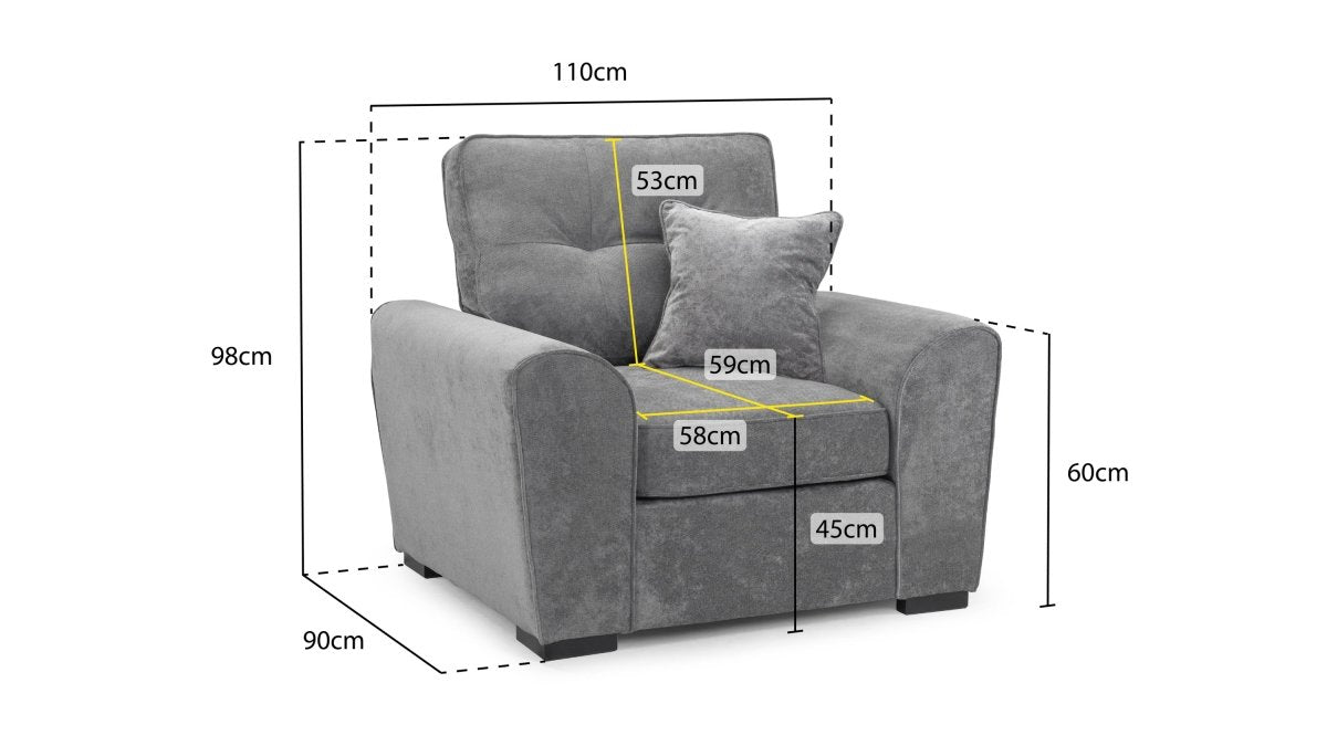 Maxwell Sofa Grey Armchair - Comfort Furniture